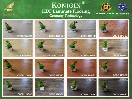 Sàn gỗ cao cấp Konigin với nhiều màu đa dạng để khách hàng lựa chọn